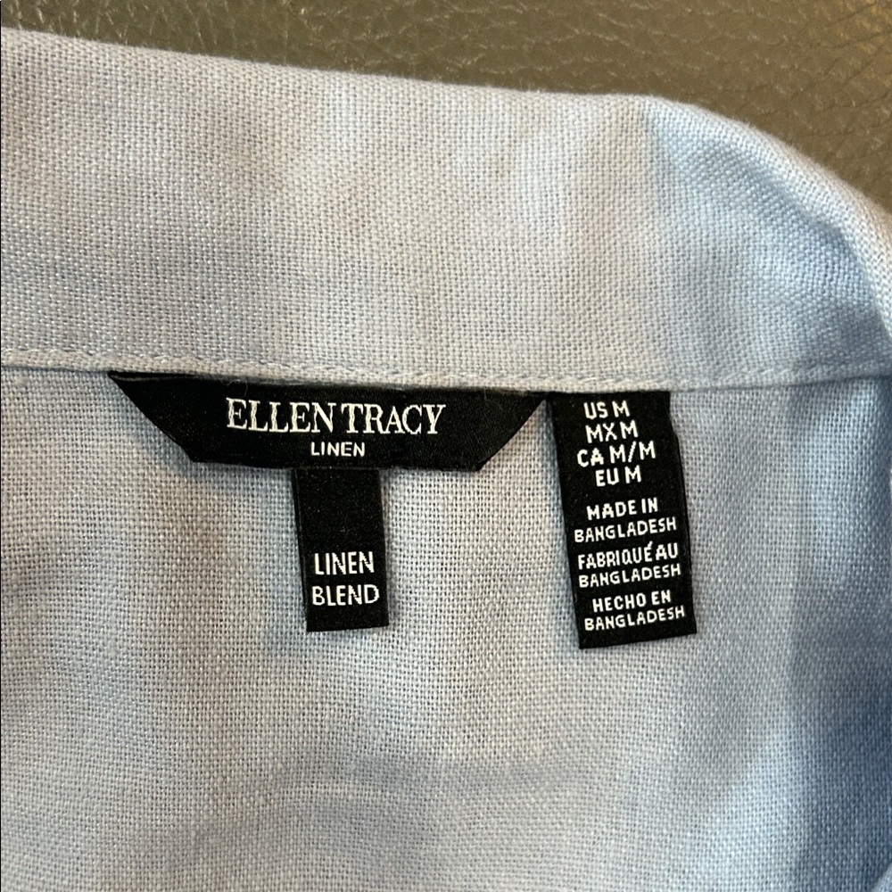 Ellen Tracy Linen Women's Light Blue Jacket, Size M, EUC - Picture 3 of 7
